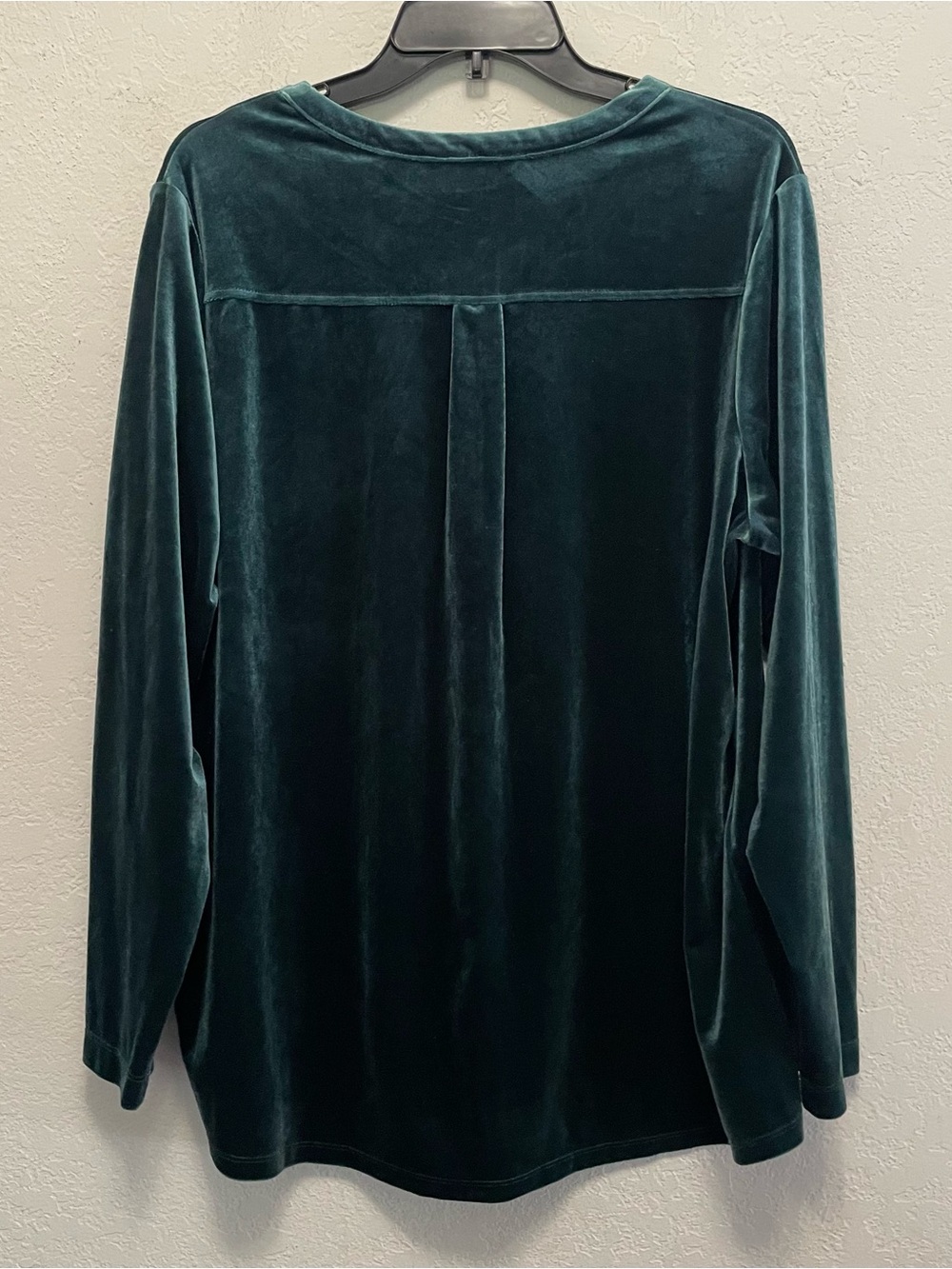 Lands' End Teal Velvet Long Sleeve Button Down Shirt Whimsical Size 1X - Picture 6 of 7